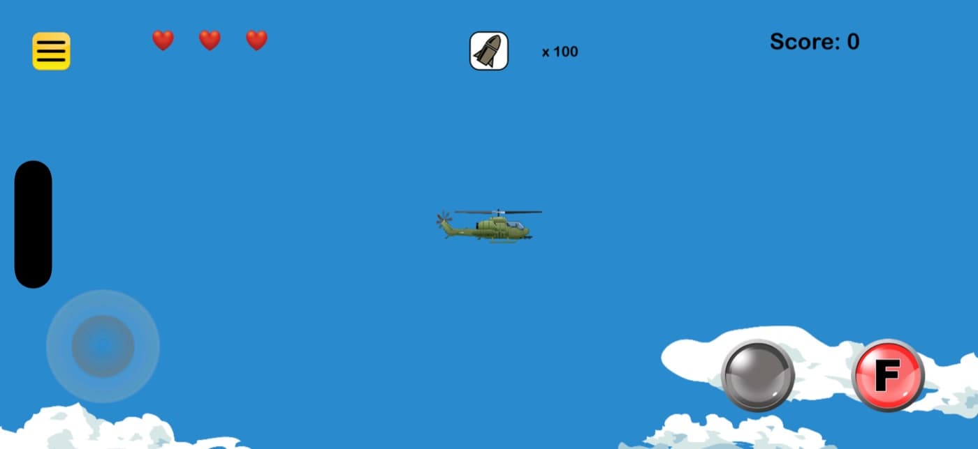 Chopper Time gameplay screenshot showing a forest level with helicopter action.